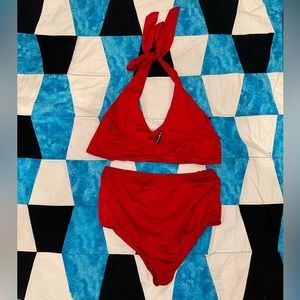 Pretty Little Thing High Waisted Halter Bathing Suit